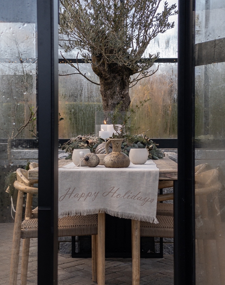 Wintertuin in kerstsfeer