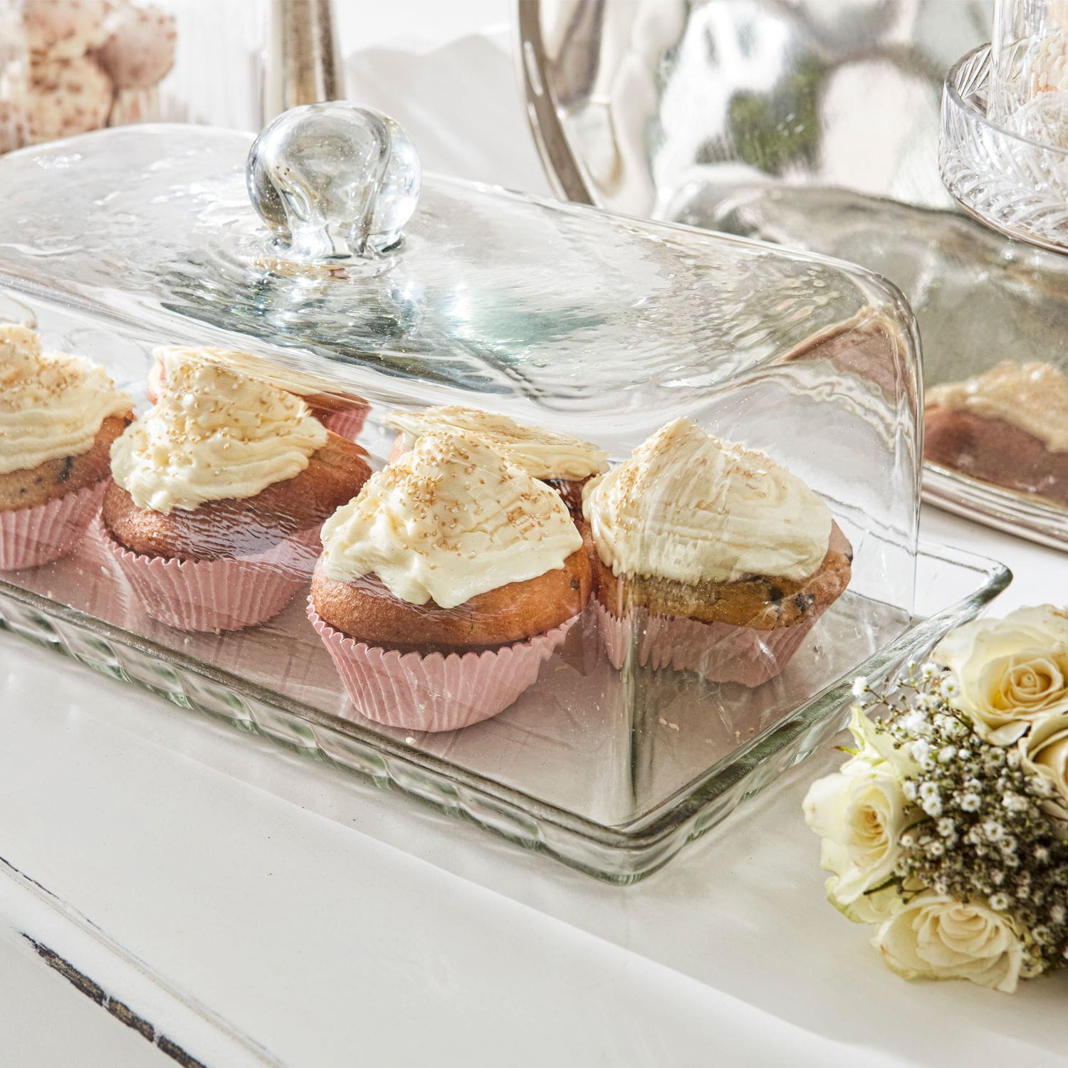 Glazen stolp met plateau Nelia