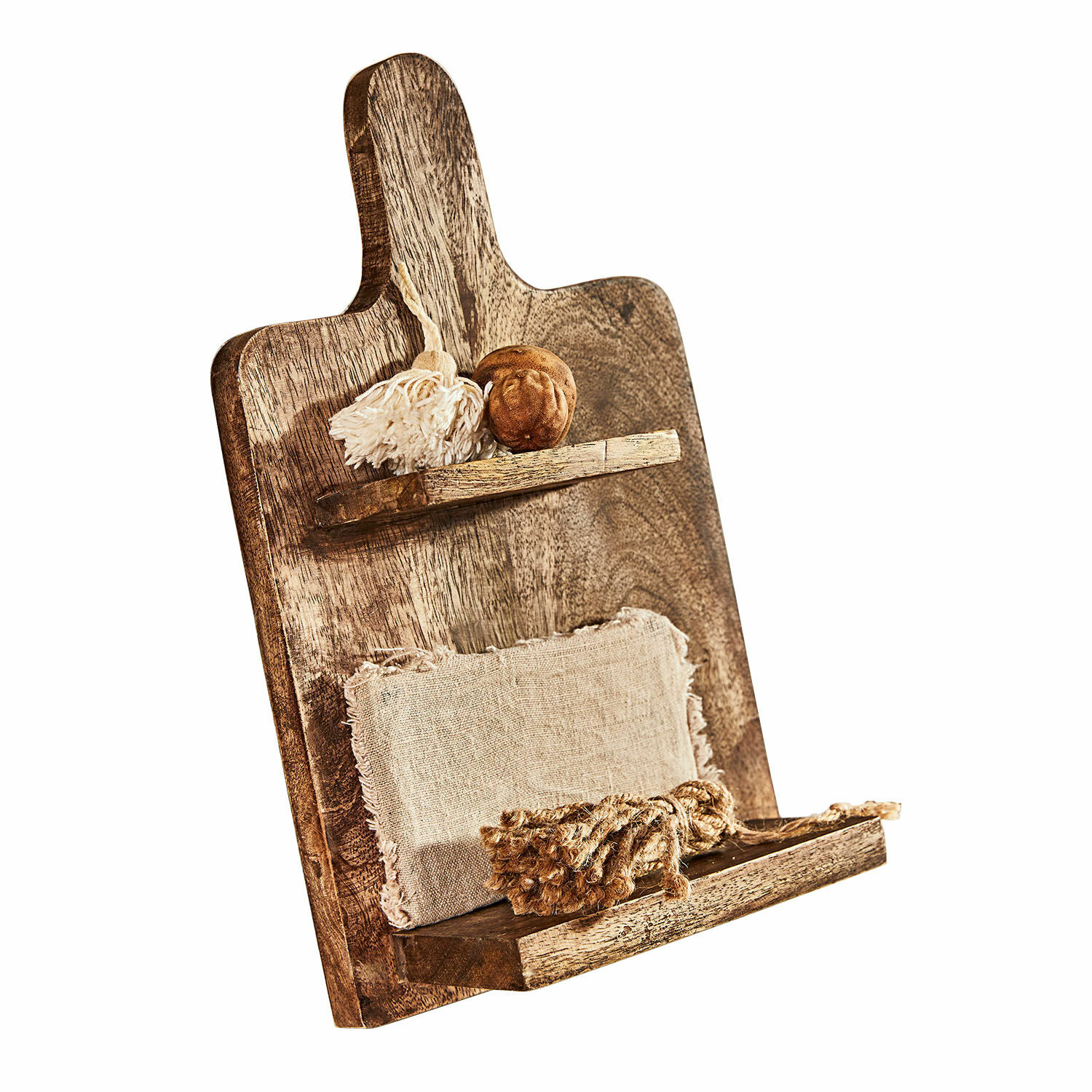 Wandrek Novillard Rustiek houten plank met planken en natuurlijke decoraties voor keuken of woonkamer