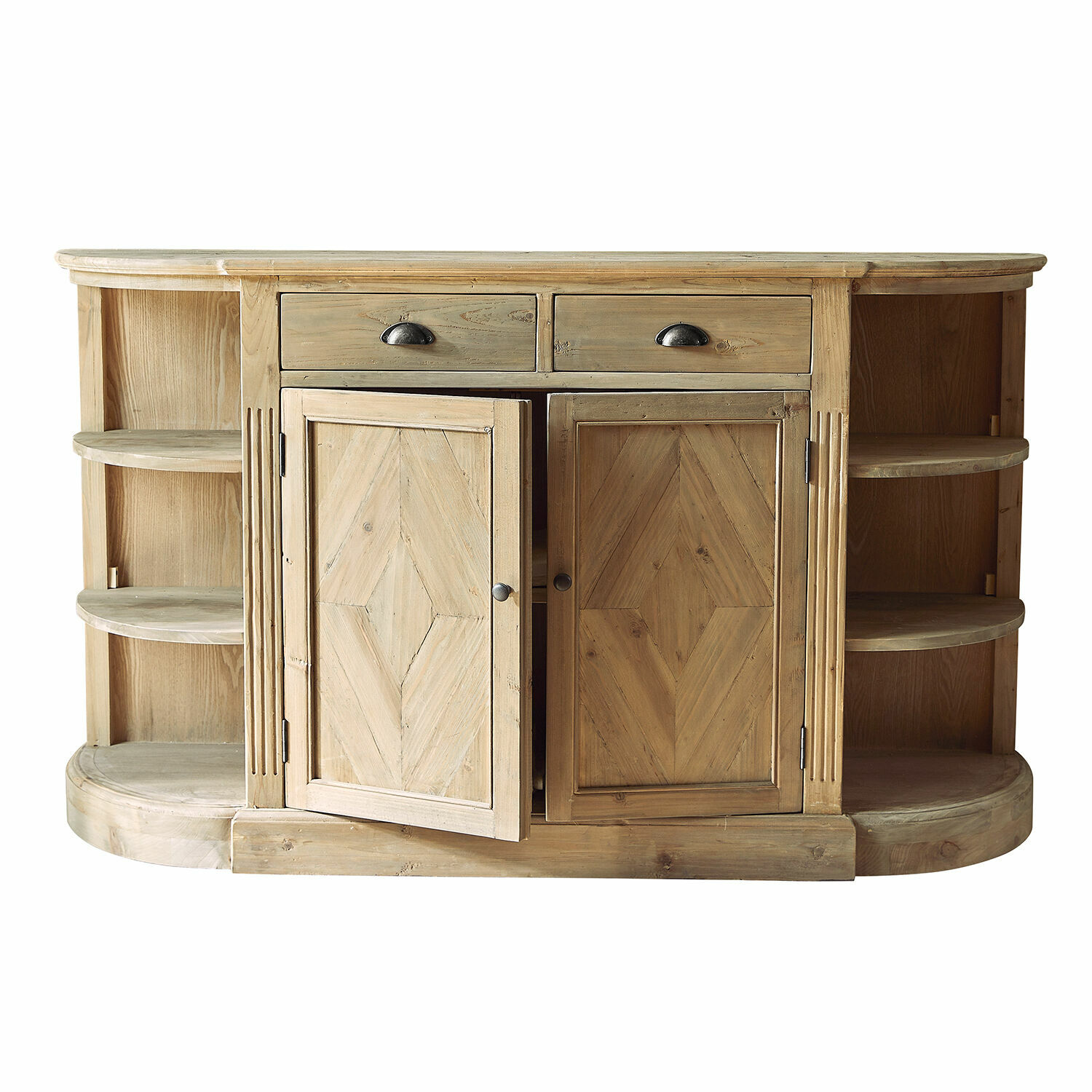 Lage kast Tressique Dressoir van natuurlijk hout met lades en open planken voor opbergruimte in de woonkamer