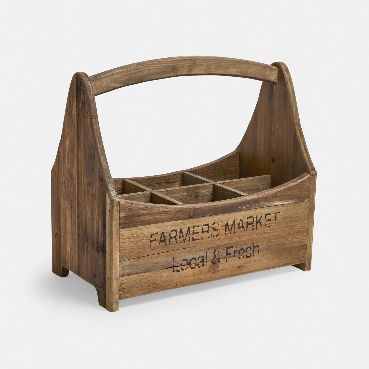 Organizer Moorfield Houten organizer met handvat en zes vakken, natuurlijke kleur, farmers market decoratie