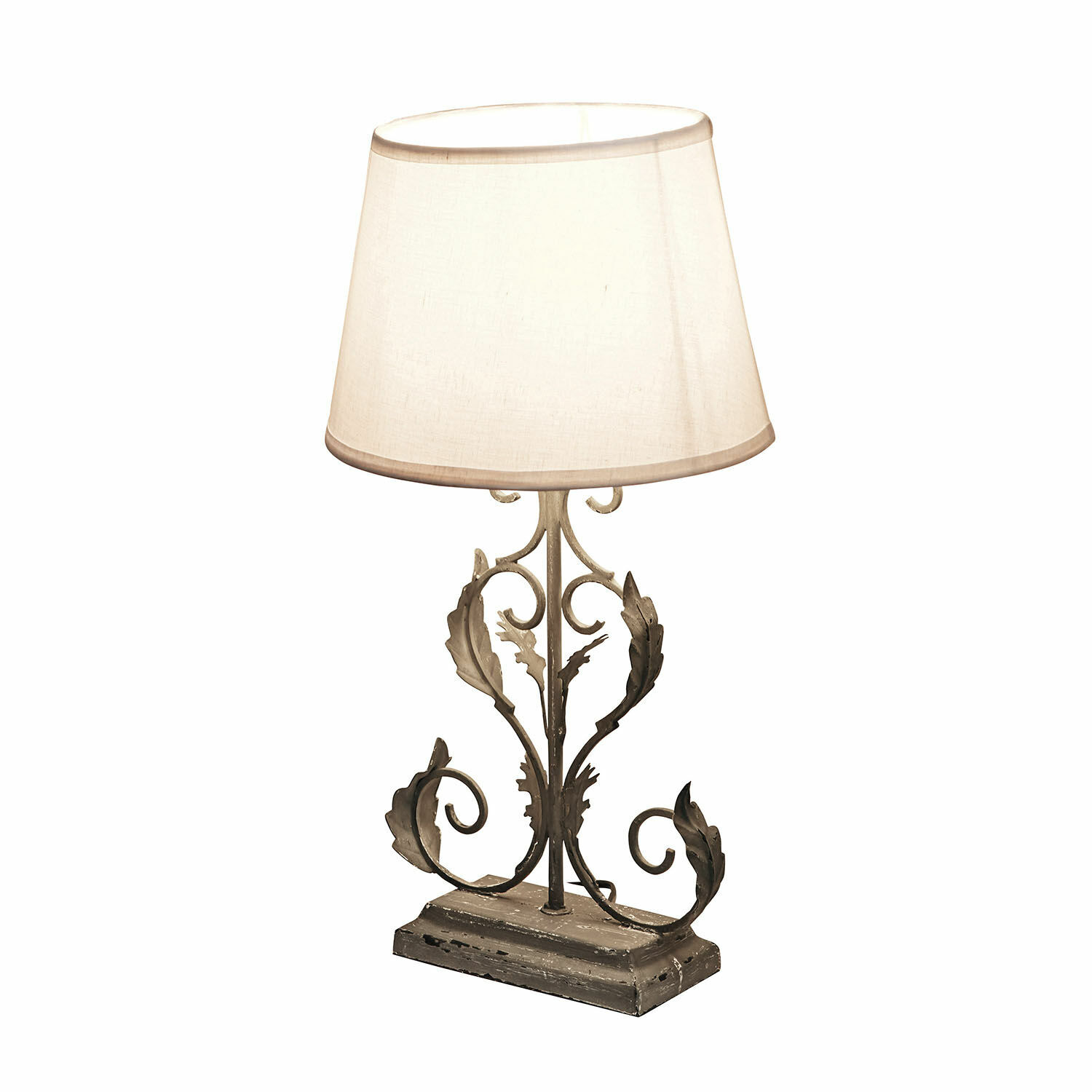 Tafellamp Chanéac Tafellamp met vintage metalen voet en crèmekleurige kap voor woondecoratie