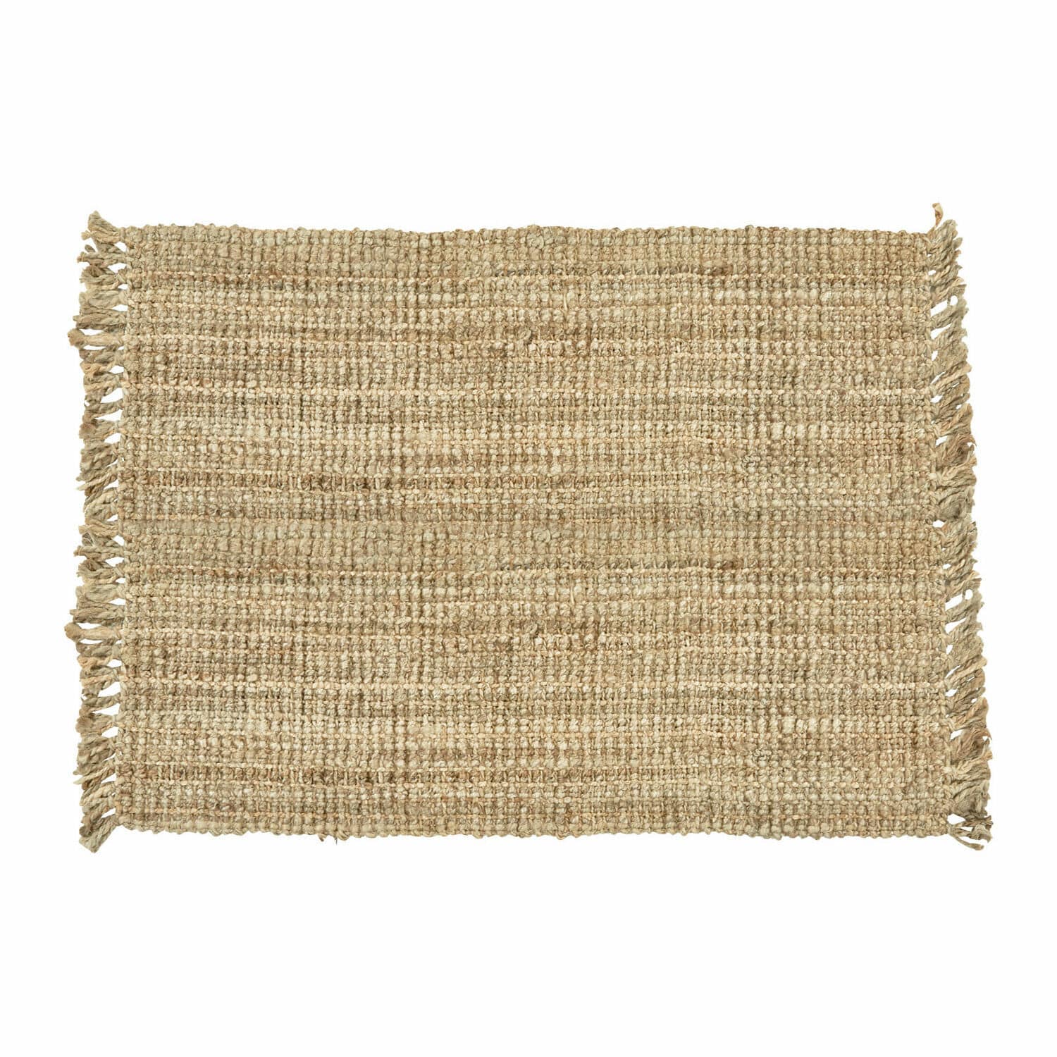 Vloerkleed Hermitage Natuurlijke jute vloerkleed in beige met franjes, geschikt voor interieurdecoratie