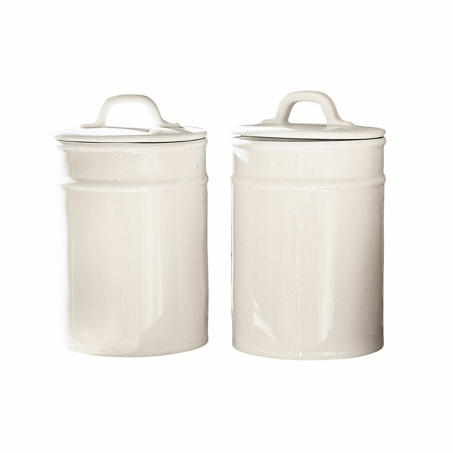 Set van 2 witte keramische voorraadpotten Civelox voor keukenopslag