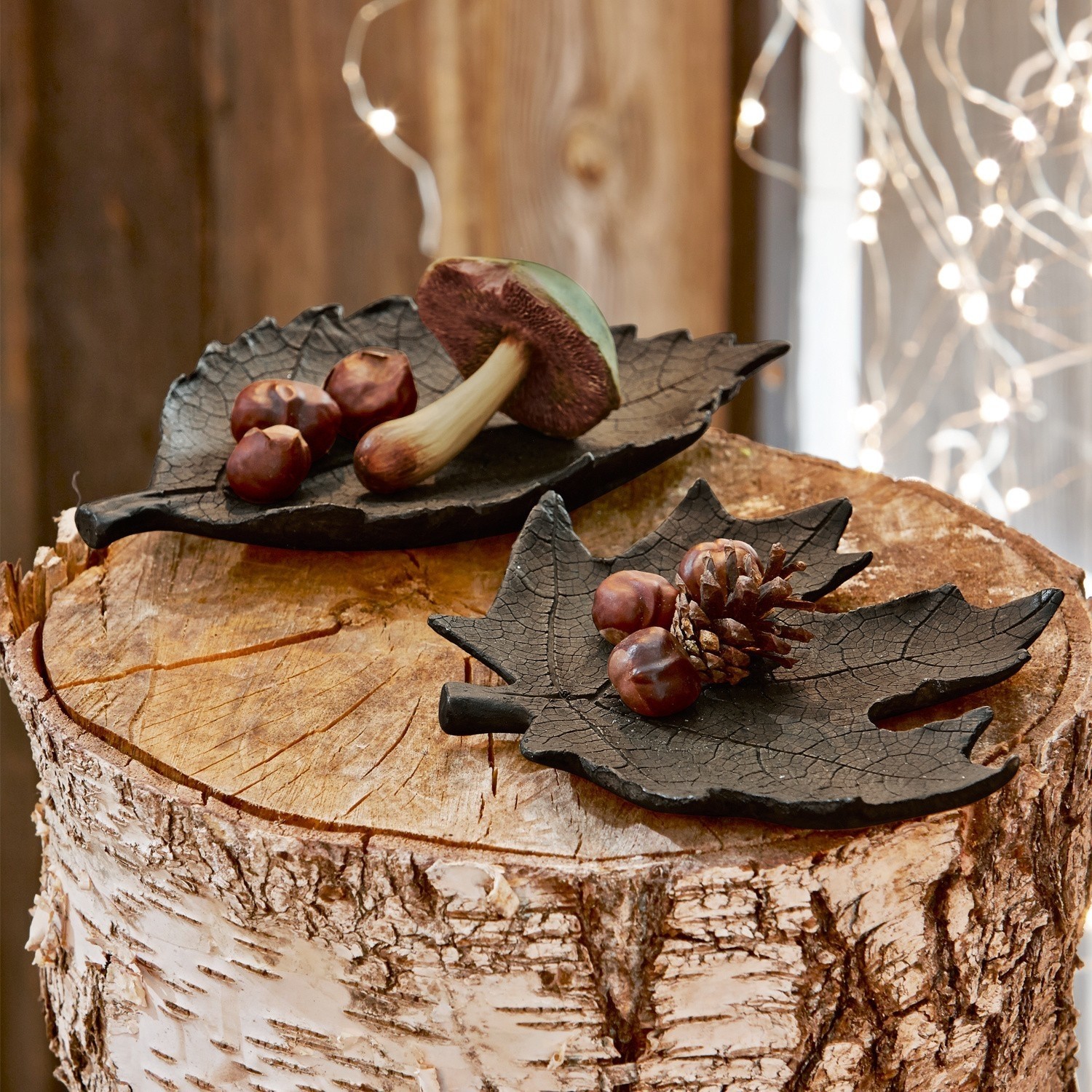 Decoratie blad set van 2 Greenery
