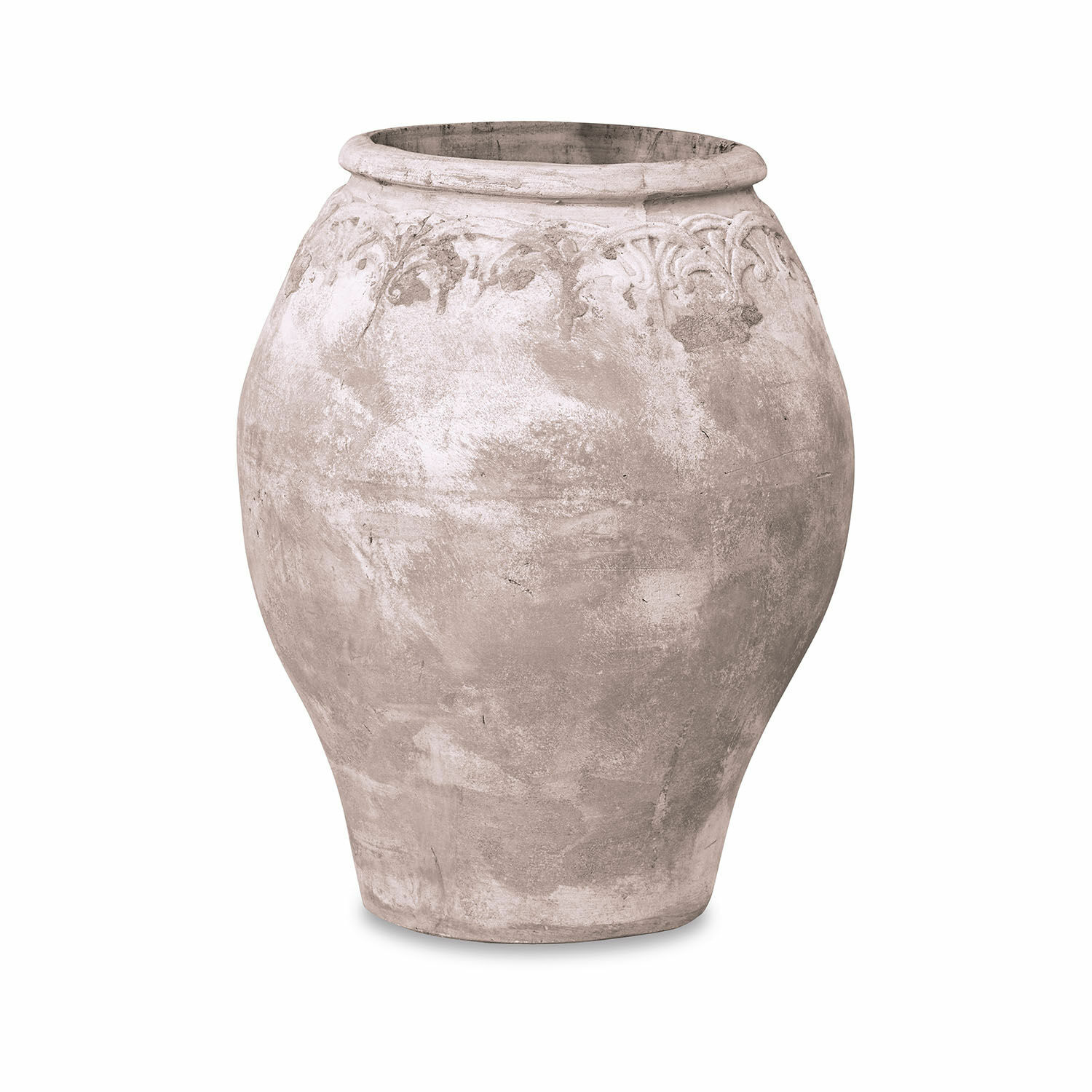 Sierpot Donneville Grote grijze keramische vaas met fijne versiering bovenaan, stijlvolle woondecoratie