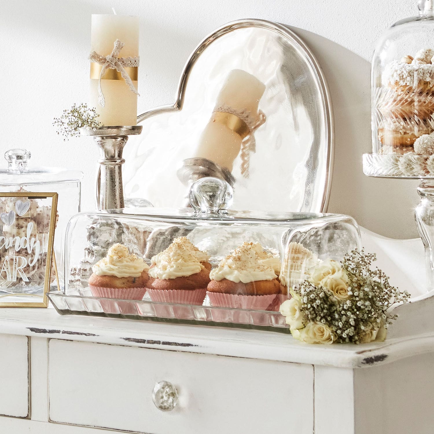 Glazen stolp met plateau Nelia