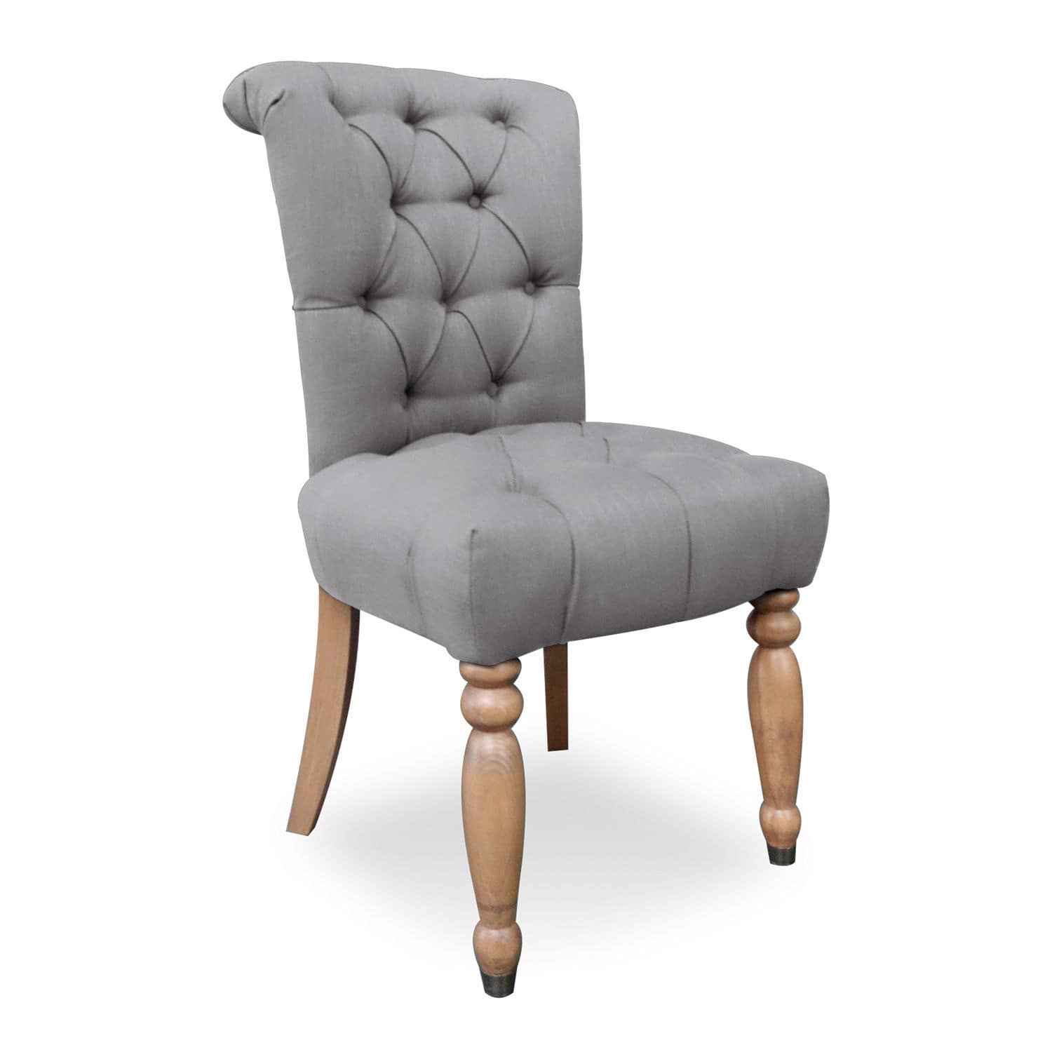 Grijze gestoffeerde Claville stoel met houten poten, elegante woonkamermeubel