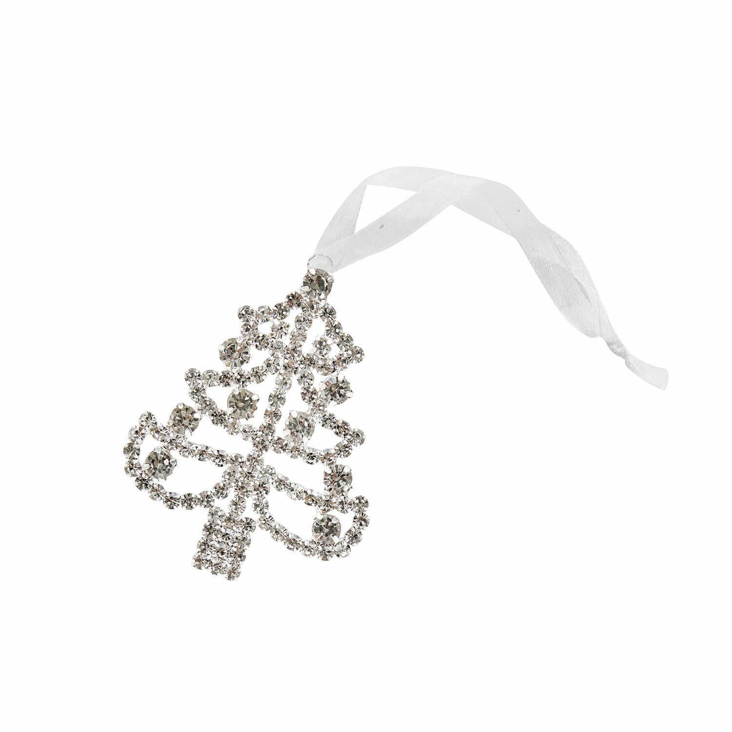 Hanger Orilane Glanzende kerstboomversiering in boomvorm van kristallen met wit lint om op te hangen