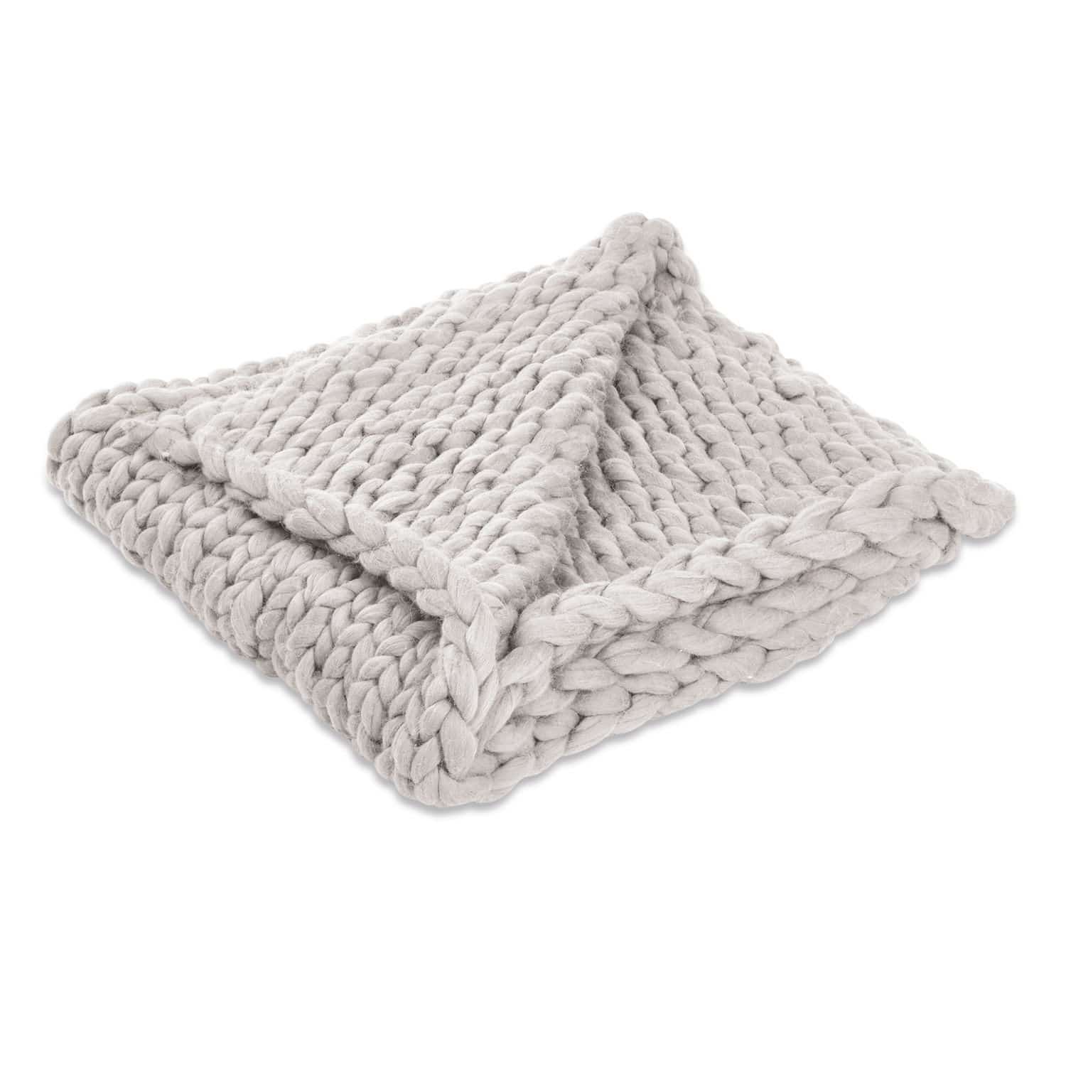 Plaid Reidous Dikke lichtgrijze deken van zachte dikke draad, perfect voor een gezellige inrichting en woondecoratie