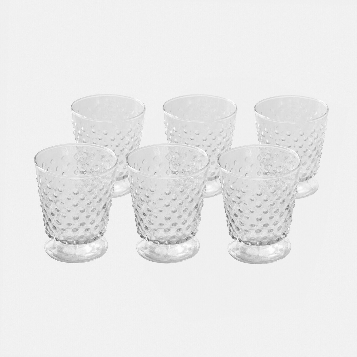 Glas set van 6 Zaleema Set van zes transparante glazen van glas met reliëf, geschikt voor diverse dranken