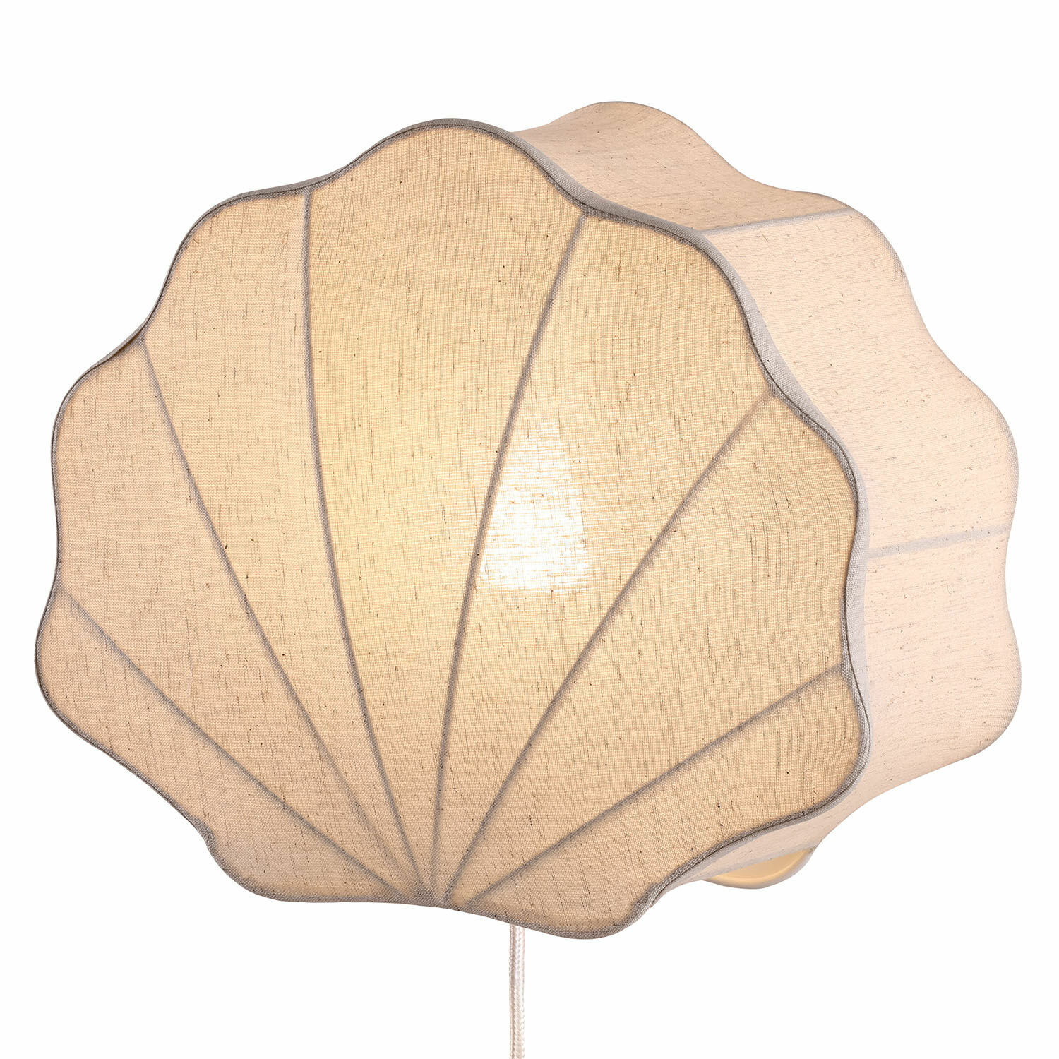 Wandlamp Vellaro Wandlamp in schelpvorm van beige stof, decoratieve lamp voor woonkamer of slaapkamer