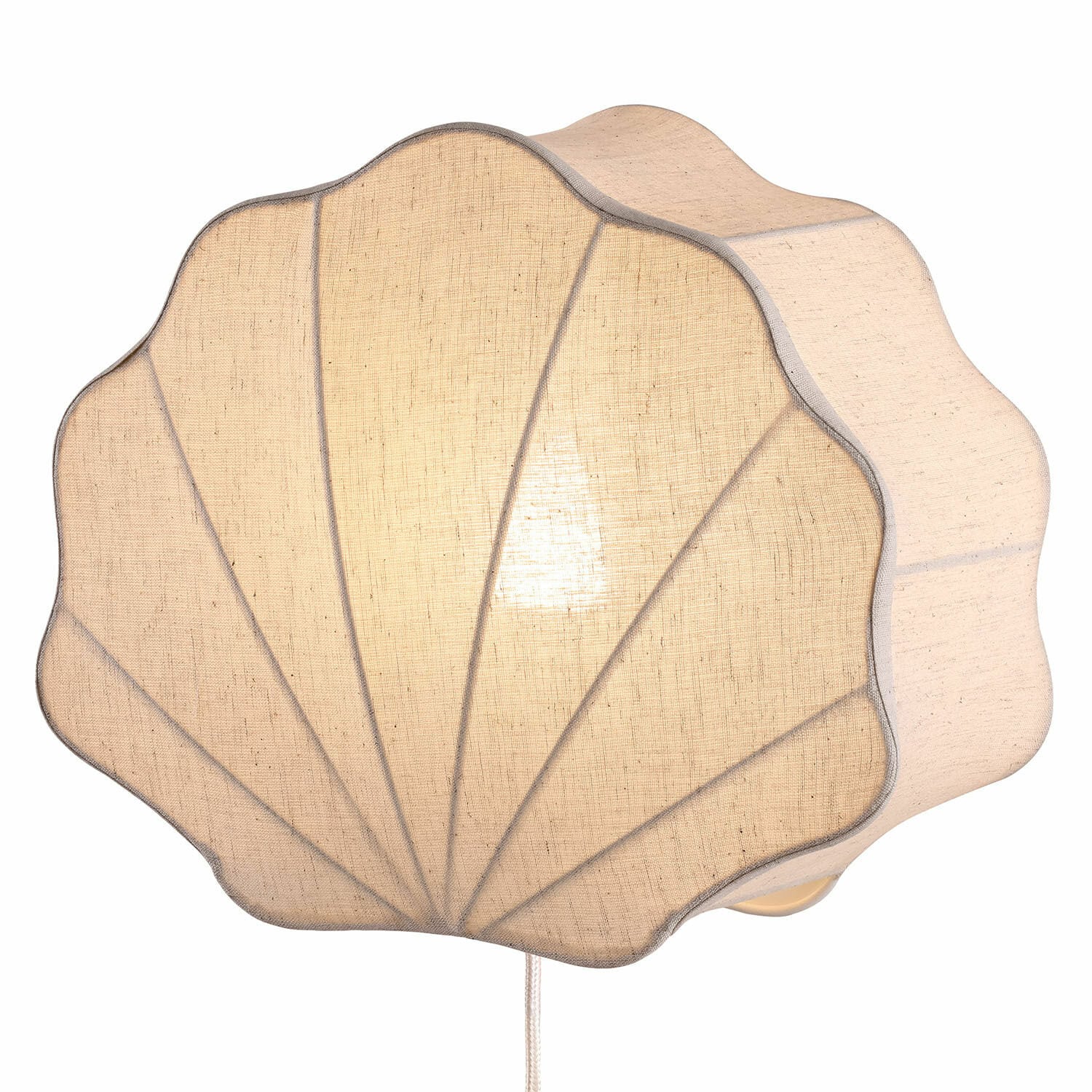 Wandlamp Vellaro Wandlamp in schelpvorm van beige stof, decoratieve lamp voor woonkamer of slaapkamer