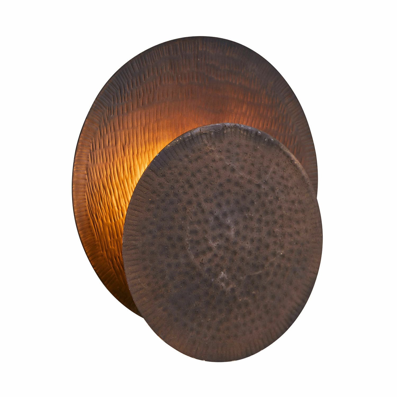 Wandlamp Tahmoh Decoratieve wandlamp van roestig metaal met warm licht en hamerslagstructuur