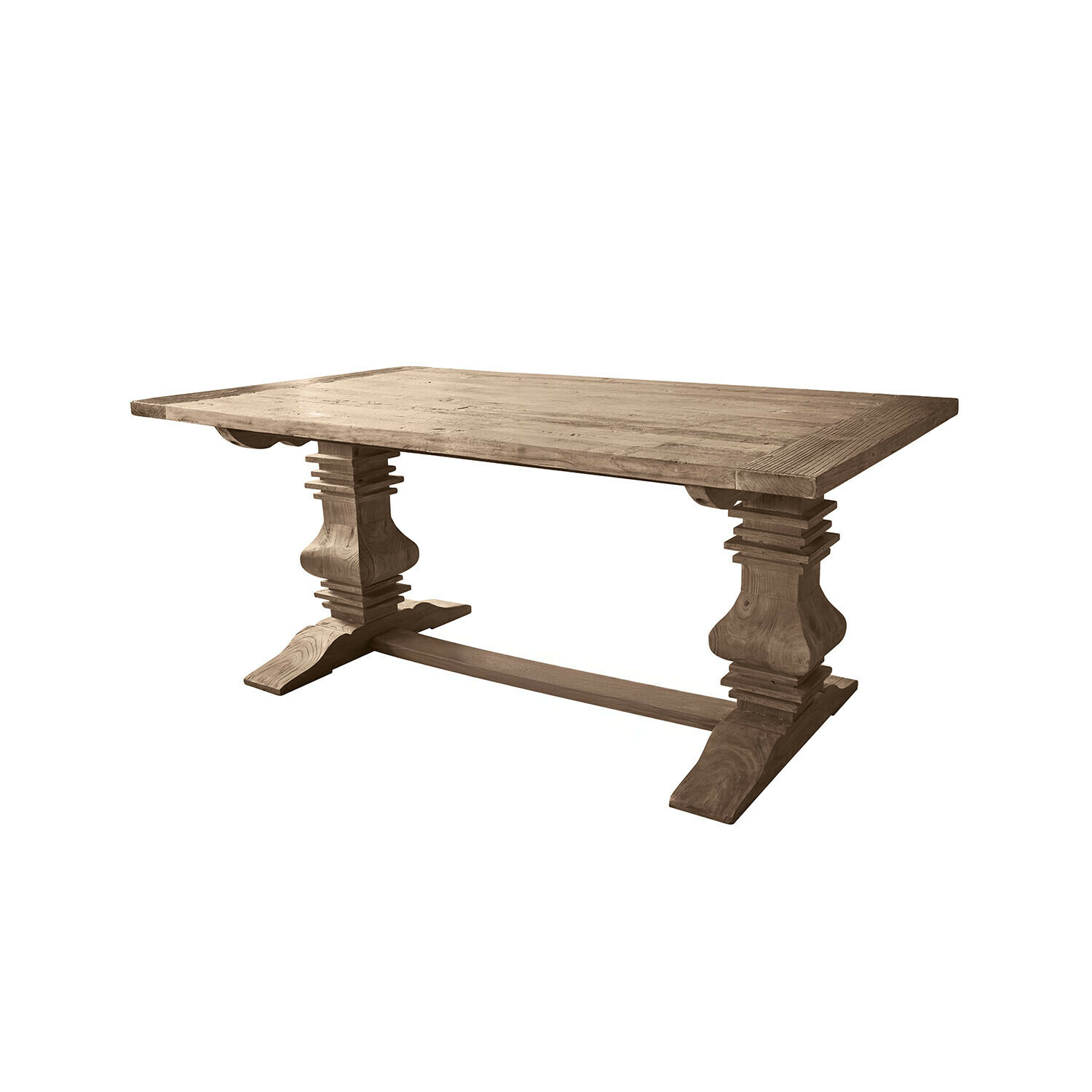 Eettafel Cain Rustieke houten tafel met sierlijke poten in natuurlijke houtkleur voor eetkamer