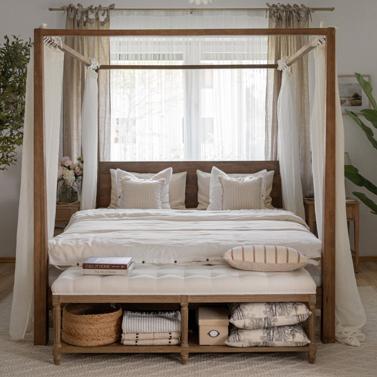 Een slaapkamer die rust uitstraalt