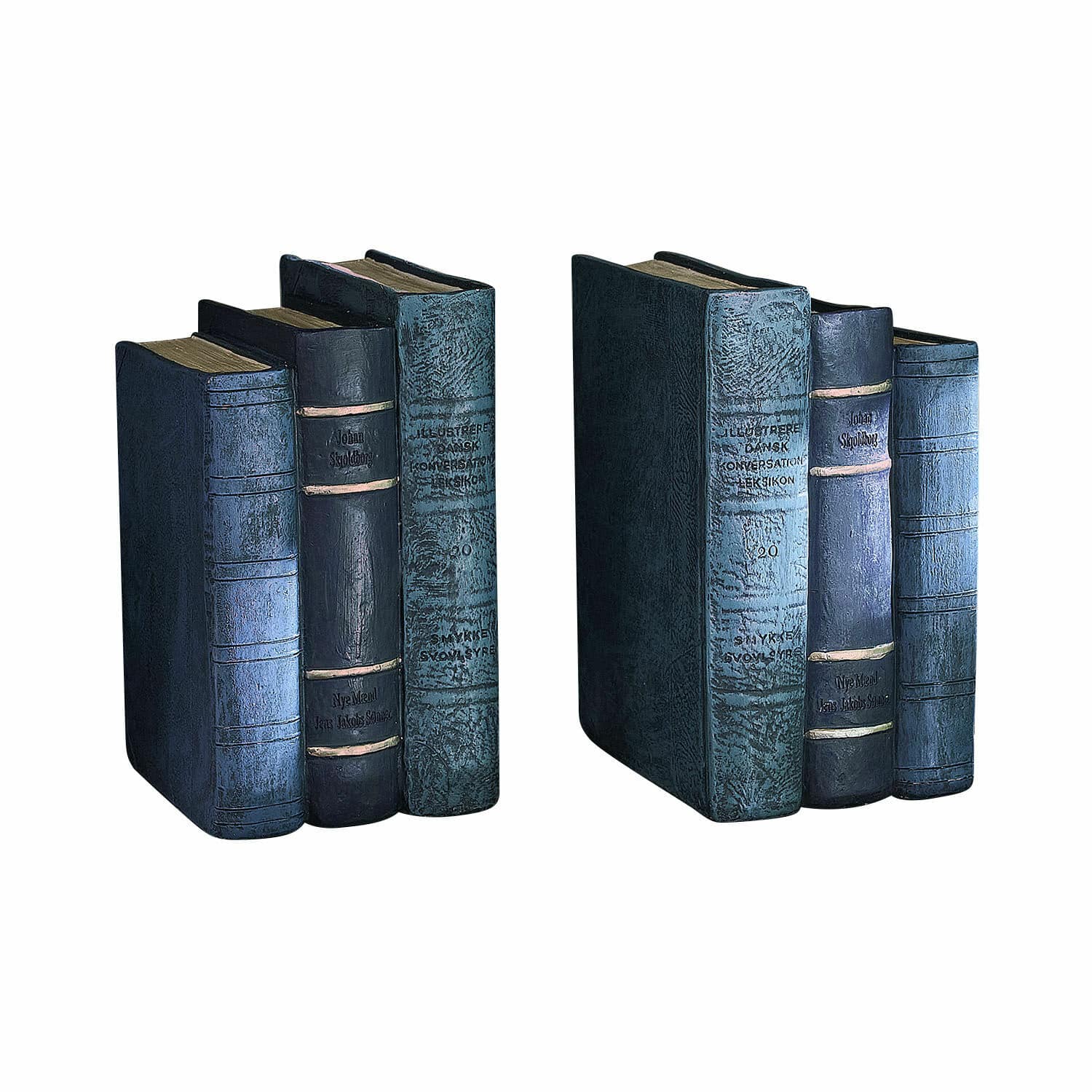 Set van drie blauwe en zwarte decoratieve boeken van kunstleer voor interieurdecoratie