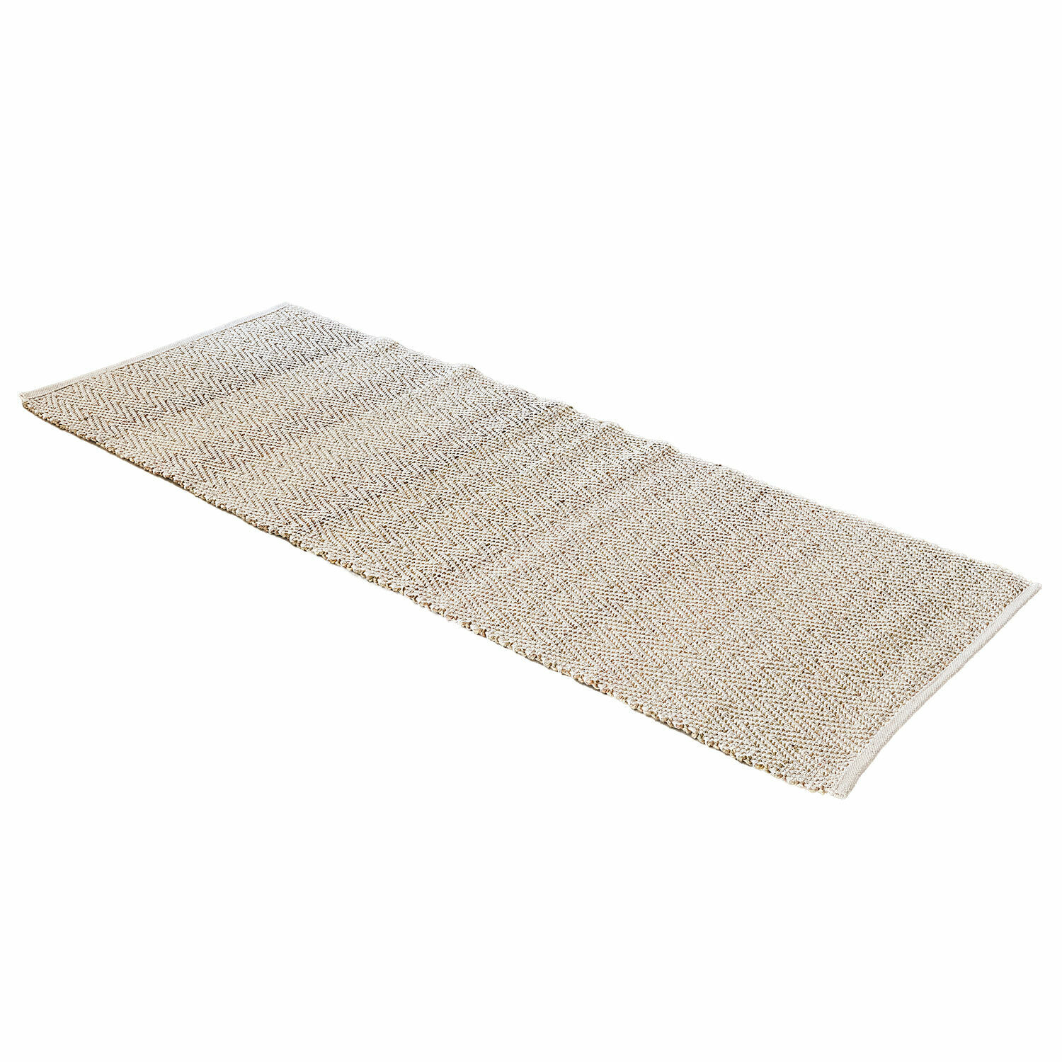 Vloerkleed Jonesboro Beige stoffen vloerkleed met visgraatpatroon, decoratief en praktisch voor binnen