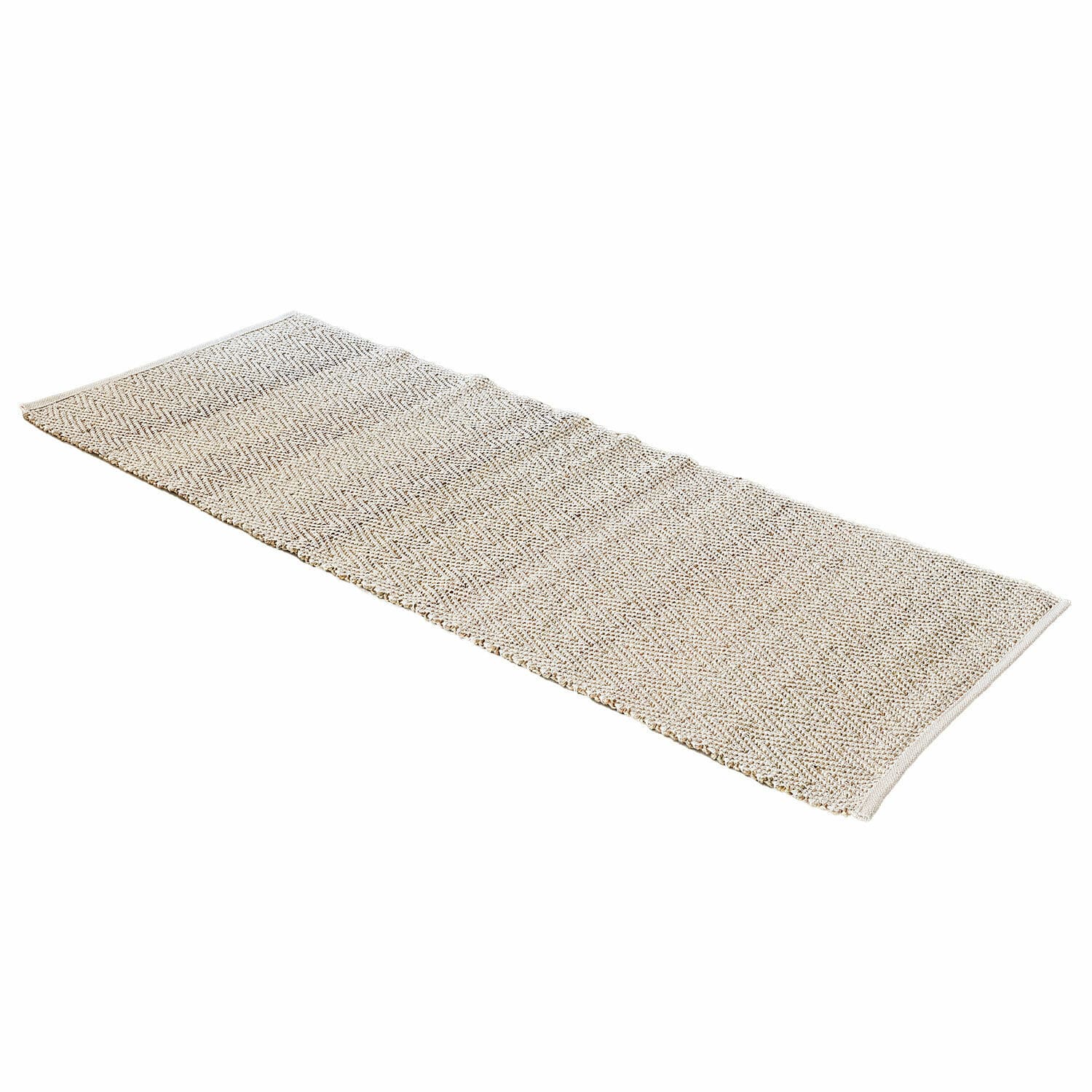 Vloerkleed Jonesboro Beige stoffen vloerkleed met visgraatpatroon, decoratief en praktisch voor binnen