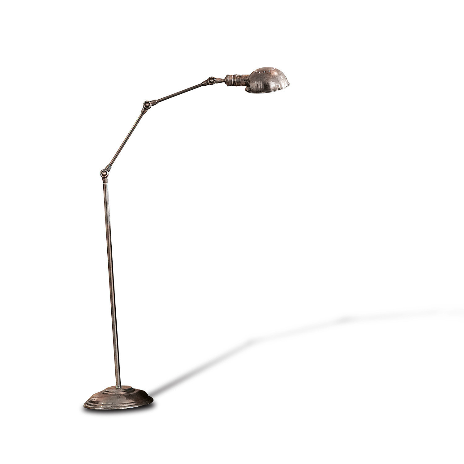 Staande lamp Tulsa Verstelbare vloerlamp van metaal in gepatineerde zilverkleur voor sfeervolle binnenverlichting