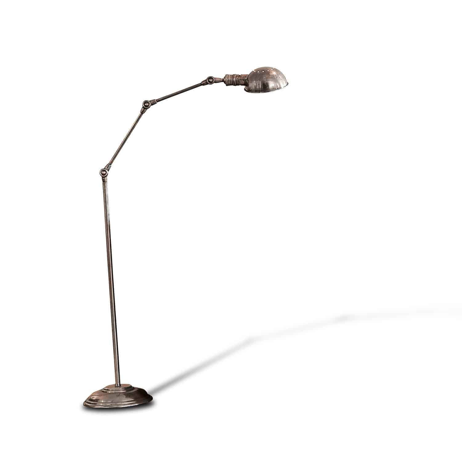 Staande lamp Tulsa Verstelbare vloerlamp van metaal in gepatineerde zilverkleur voor sfeervolle binnenverlichting