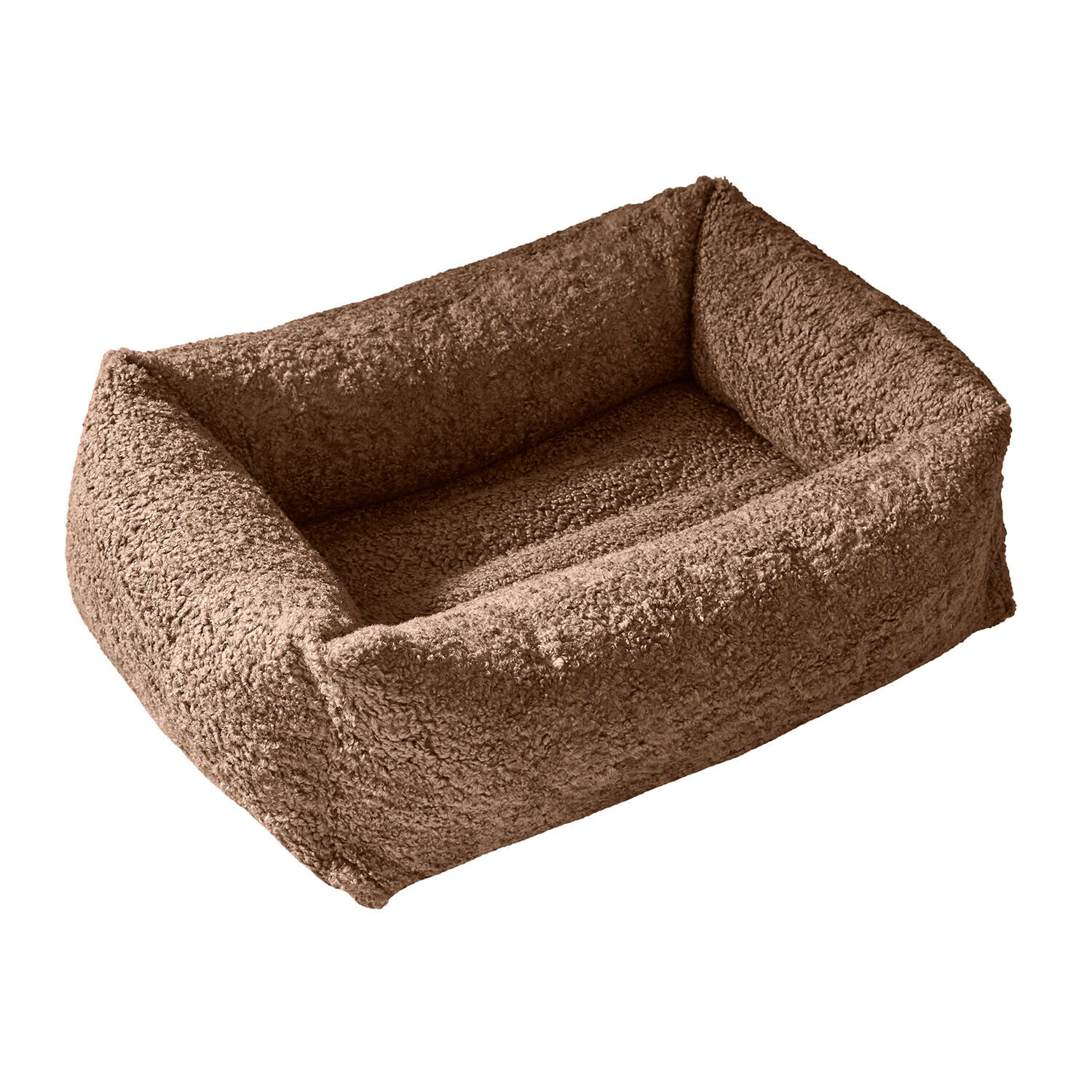 Bruin zacht huisdierbed van pluche materiaal voor comfort en warmte