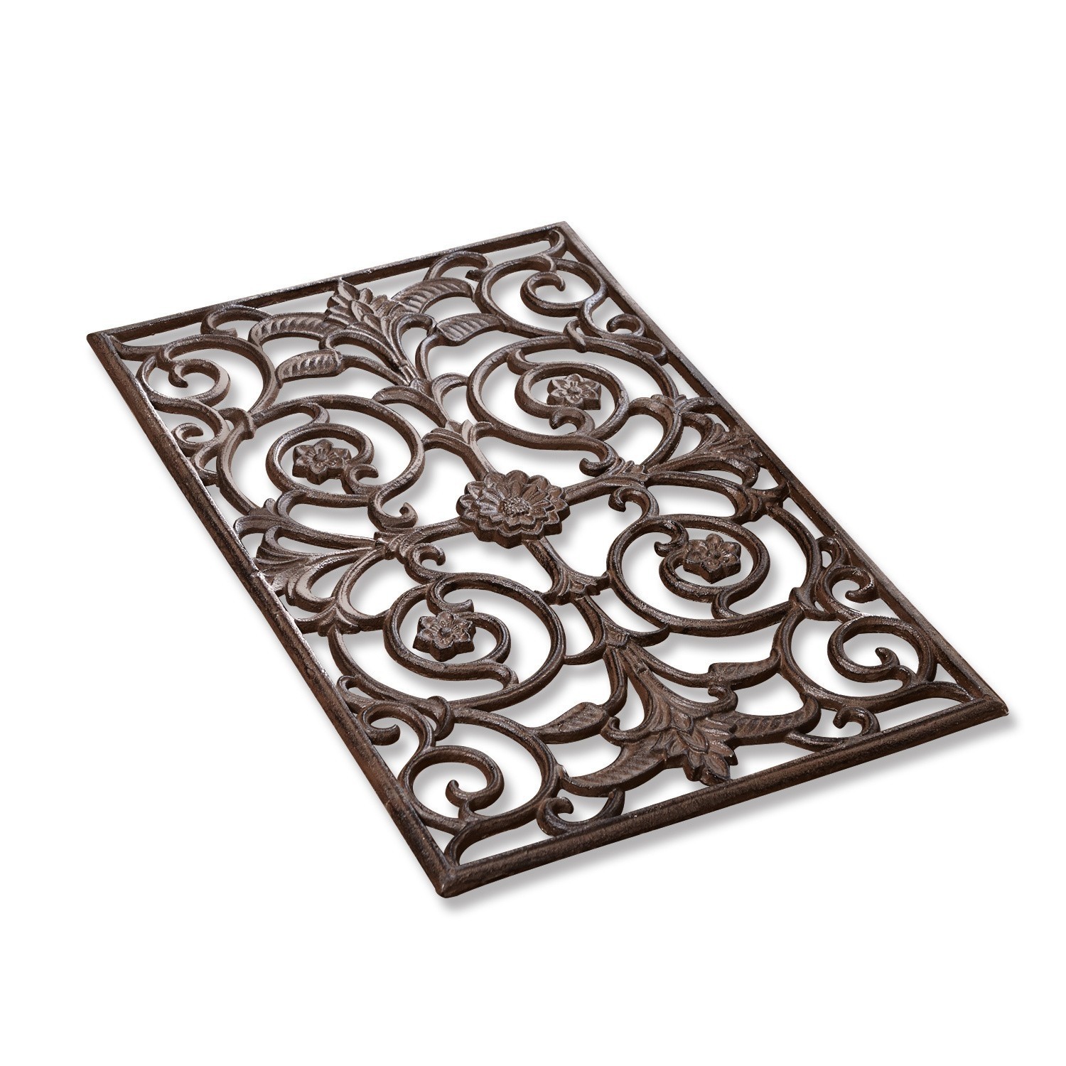 Deurmat Hengist Decoratief metalen rooster met bruine ornamenten voor binnen en buiten