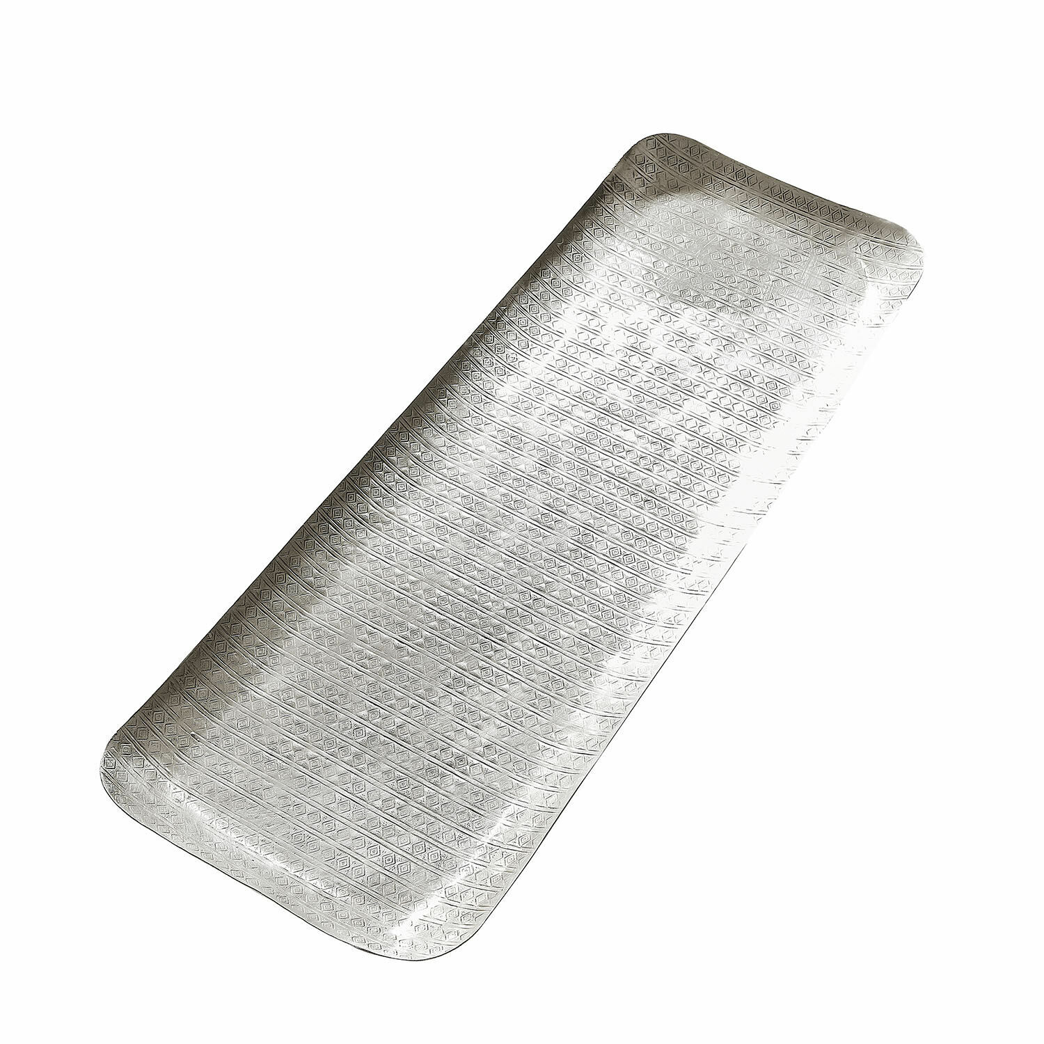 Rechthoekig dienblad Lodine in antiek zilver met fijn patroon, decoratief metalen accessoire