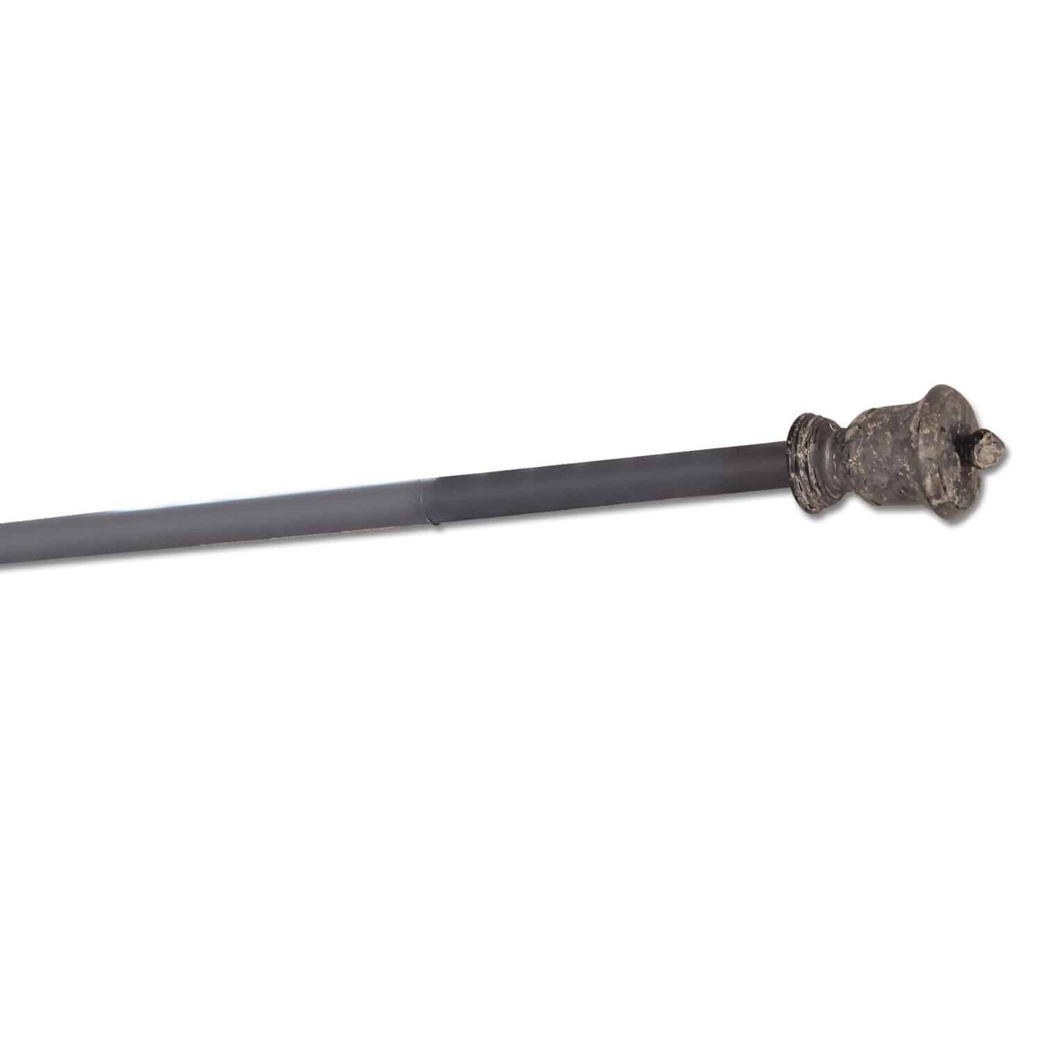 Gordijnroede Rachael Zwarte metalen wandelstok met decoratieve vintage handgreep, stijlvol interieuraccessoire
