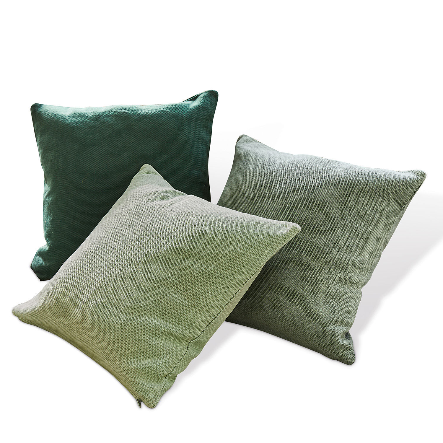 Kussenhoes set van 3 Alienor Set van drie decoratieve kussens in groene tinten van gestructureerde stof voor woonkamer