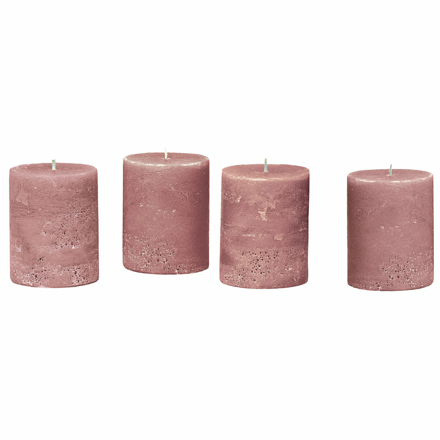 roze Set van 4 roze kaarsen van was met rustieke textuur, interieurdecoratie en sfeerlicht