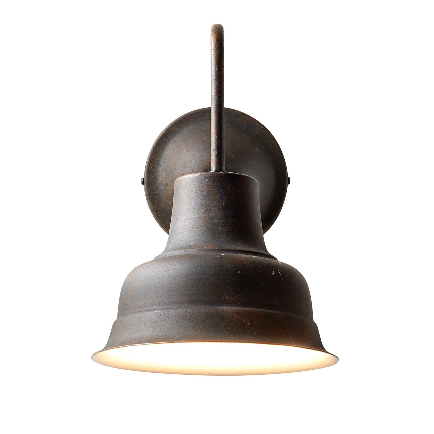 Wandlamp Sidney Metalen wandlamp in roestig zwart met klassieke kap voor binnenverlichting
