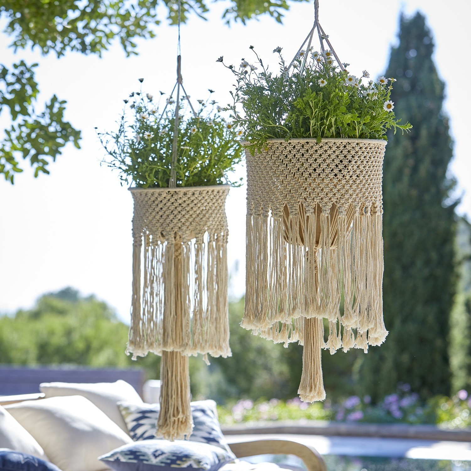 Ophangset van 2 voor bloempotten Boho