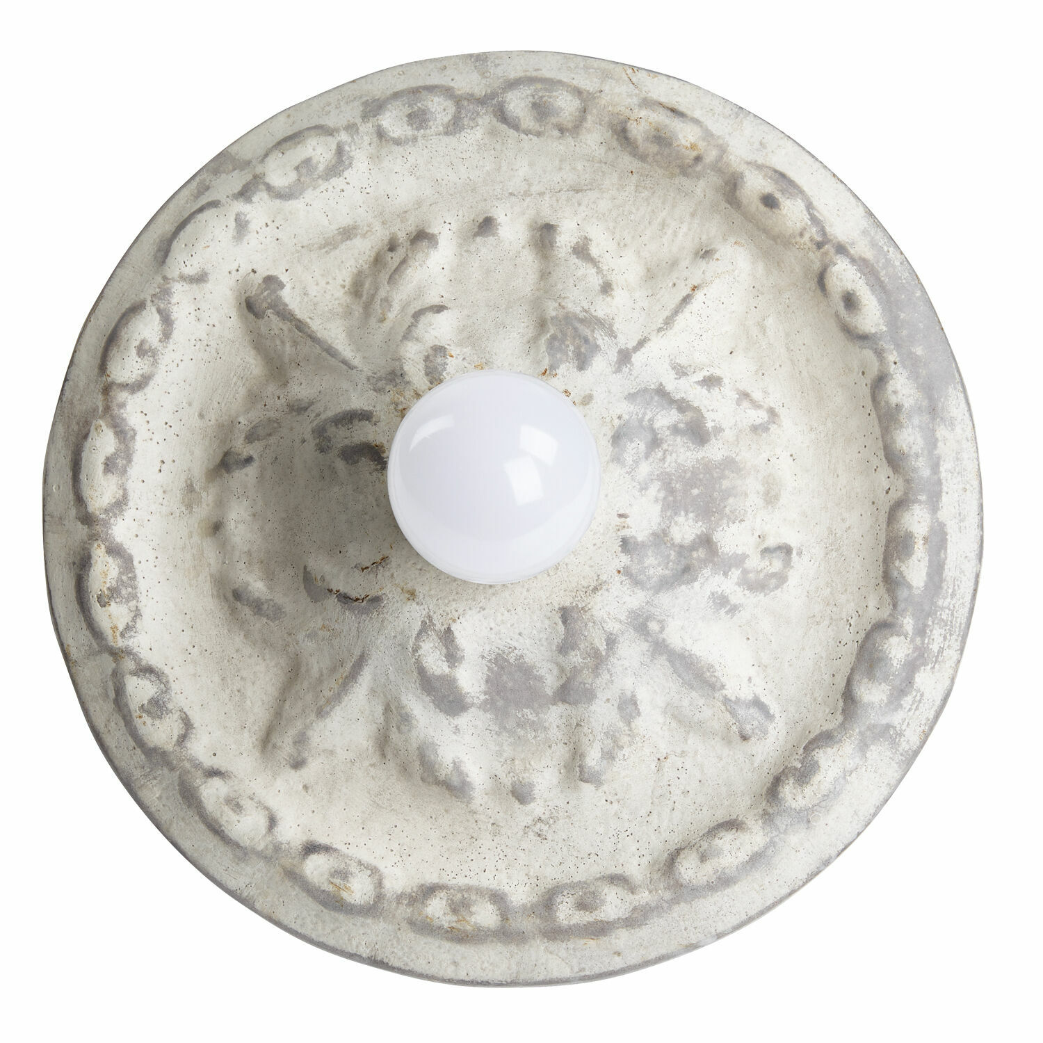 Wand- en plafondlamp Mangaire Ronde betonnen wandlamp in grijze kleur met witte bolvormige lamp, decoratief verlichtingsobject