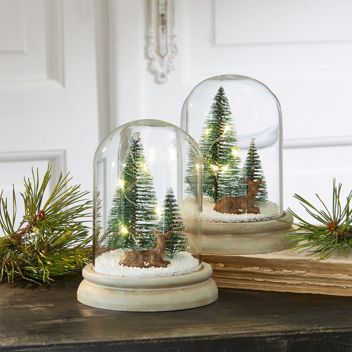 Glazen stolp set van 2 Winterwonderland