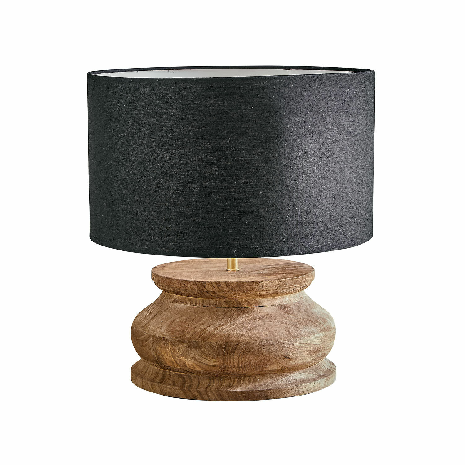 Tafellamp Thérandon Tafellamp met houten voet en zwarte kap, modern design voor woonkamerverlichting