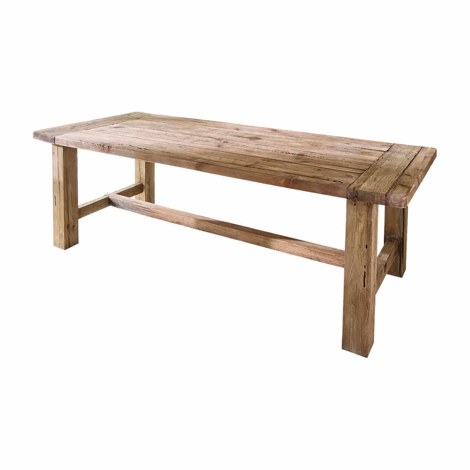 Tafel Oteley Tafel van massief hout in natuurlijke kleur, rustiek ontwerp voor eet- of woonkamer