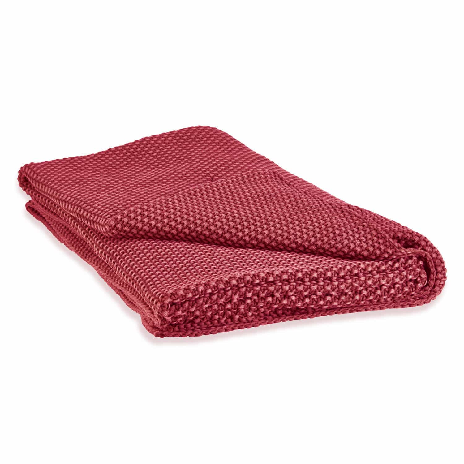Plaid Amberley Rode, grofgebreide deken van zacht materiaal, ideaal voor thuis en ontspanning