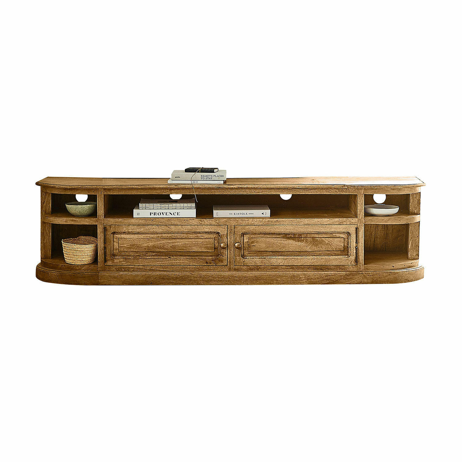 Dressoir Wendalique Houten tv-meubel in natuurlijke kleur met planken en lades voor woonkamer