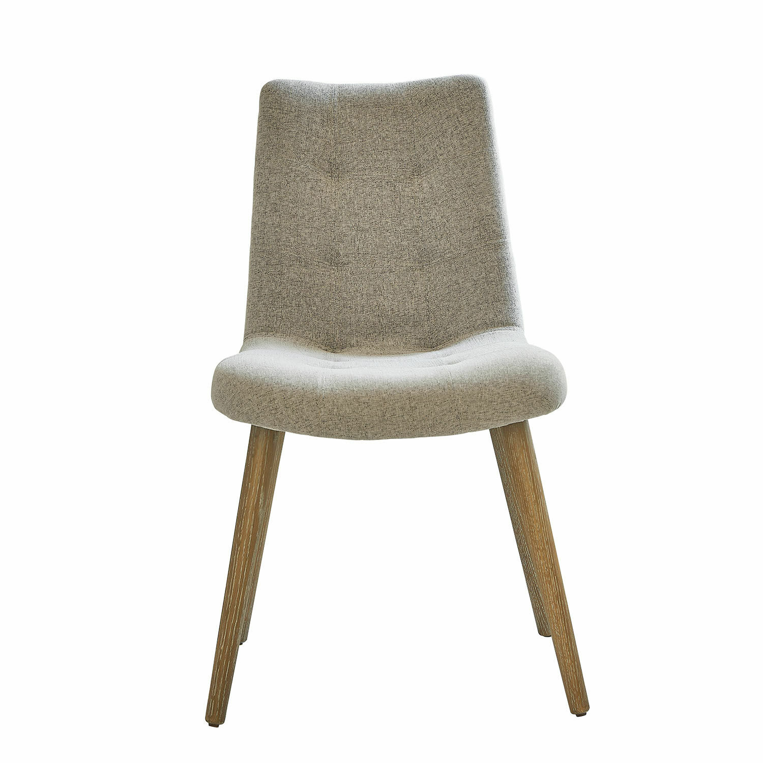 Vietri stoel van beige linnen met houten poten, modern en comfortabel voor eetkamer