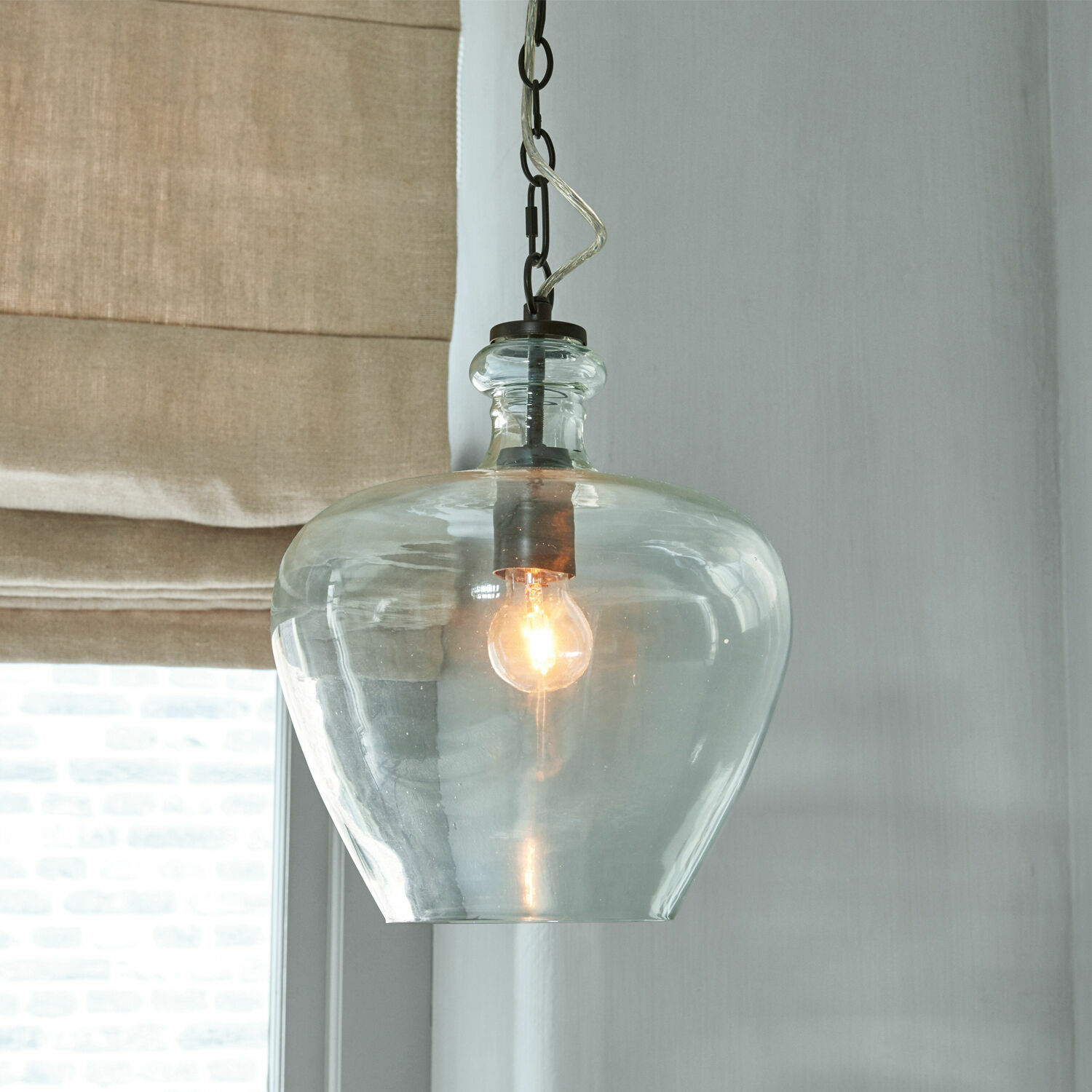 Hanglamp Morazan Transparante glazen hanglamp met gloeilamp, moderne verlichting voor woonkamer of keuken