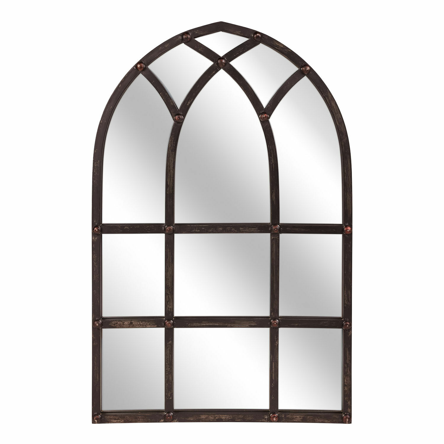 Spiegel Aprique Wandspiegel met donkerbruim metalen frame en decoratief boogpatroon voor interieurdecoratie