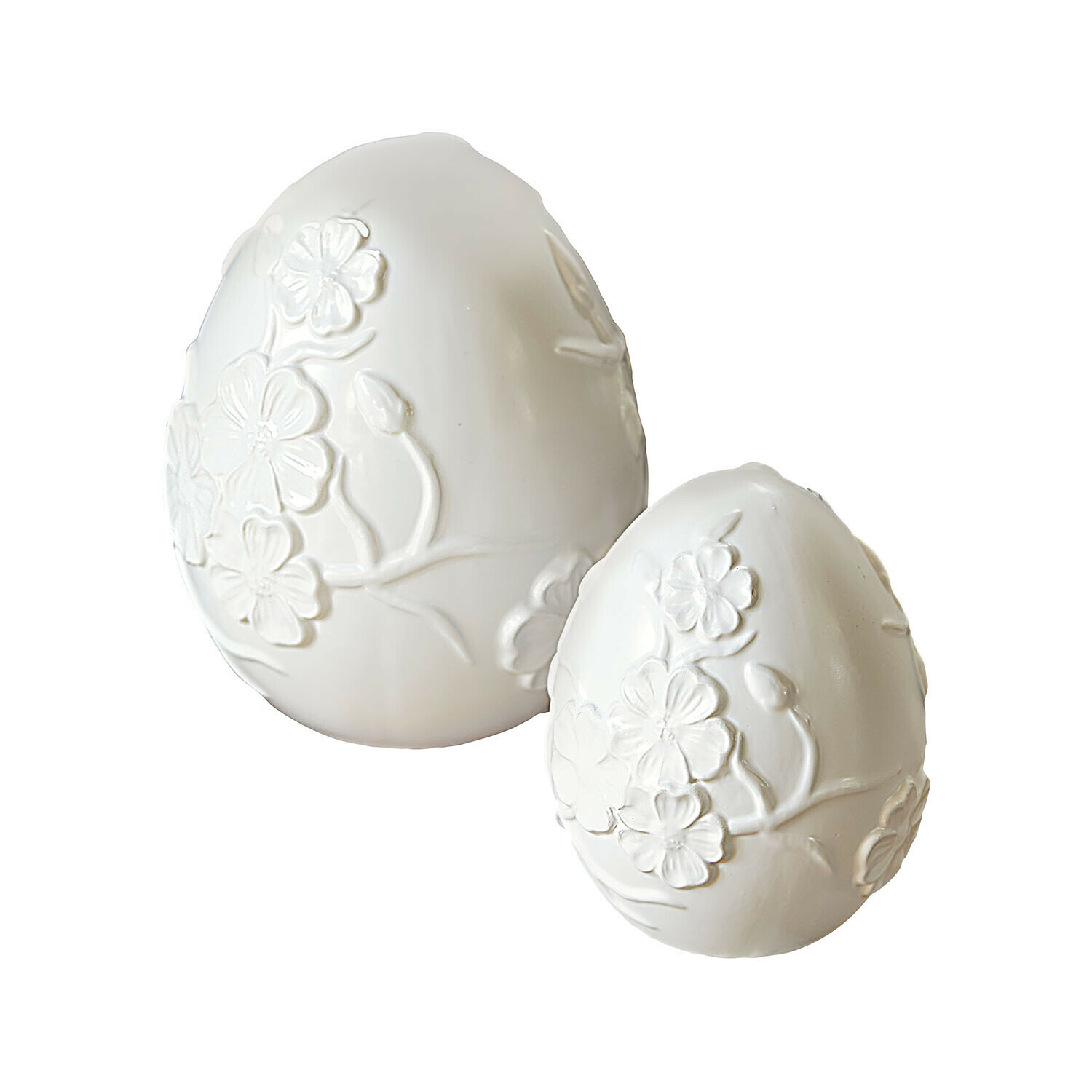 Witte keramische decoratieve eieren met bloemmotief, stijlvolle paasdecoratie voor thuis