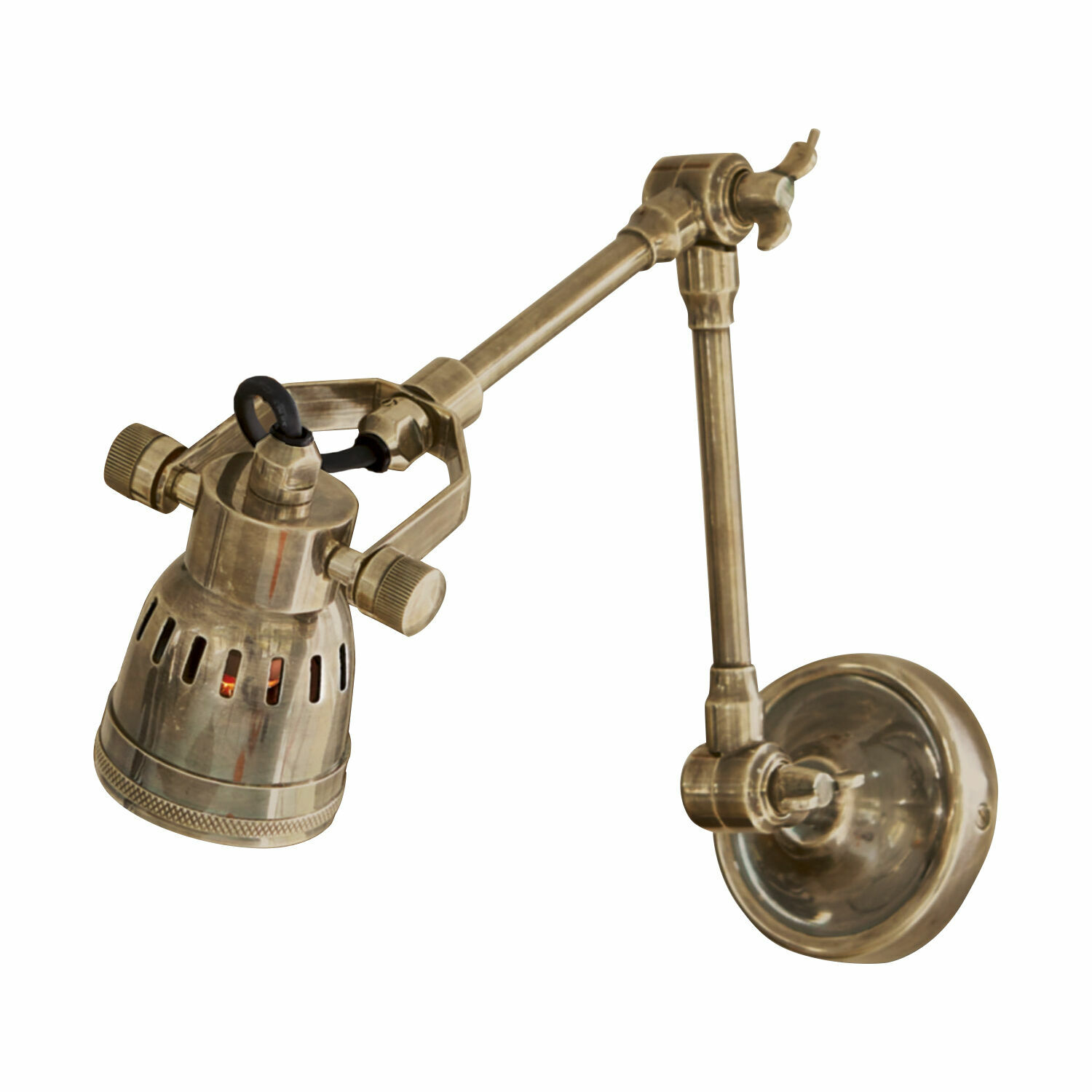 antiekmessing Verstelbare wandlamp Abagail van antiek messing voor sfeervolle binnenverlichting