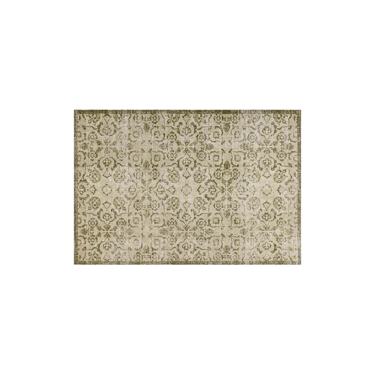 Vloerkleed Calperino Vintage vloerkleed met beige en groene patronen, zacht materiaal voor stijlvolle inrichting