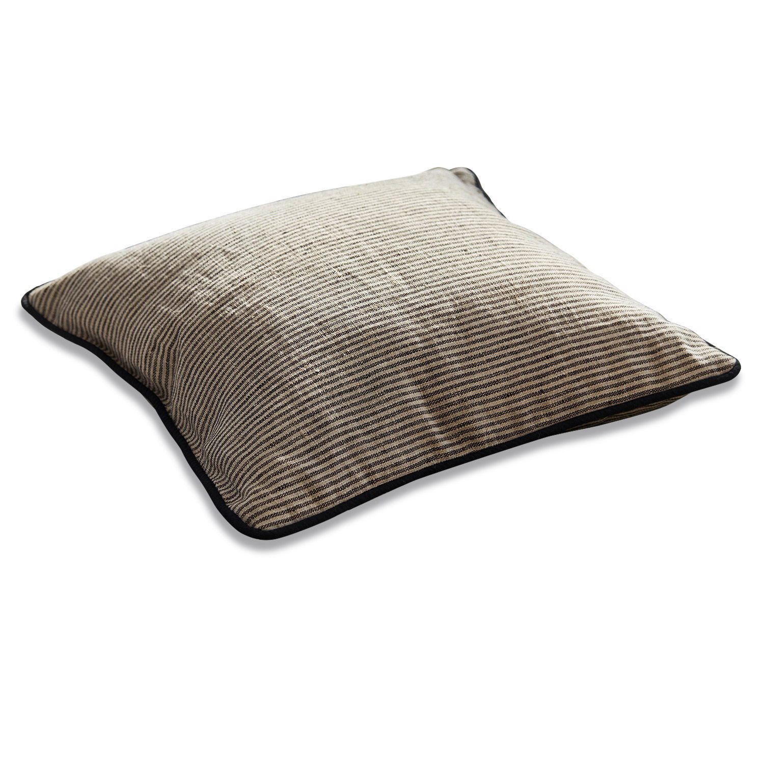 Kussenhoes Aspet Decoratief kussen in beige met zwarte strepen en zwarte bies, zachte stof voor woonkamer