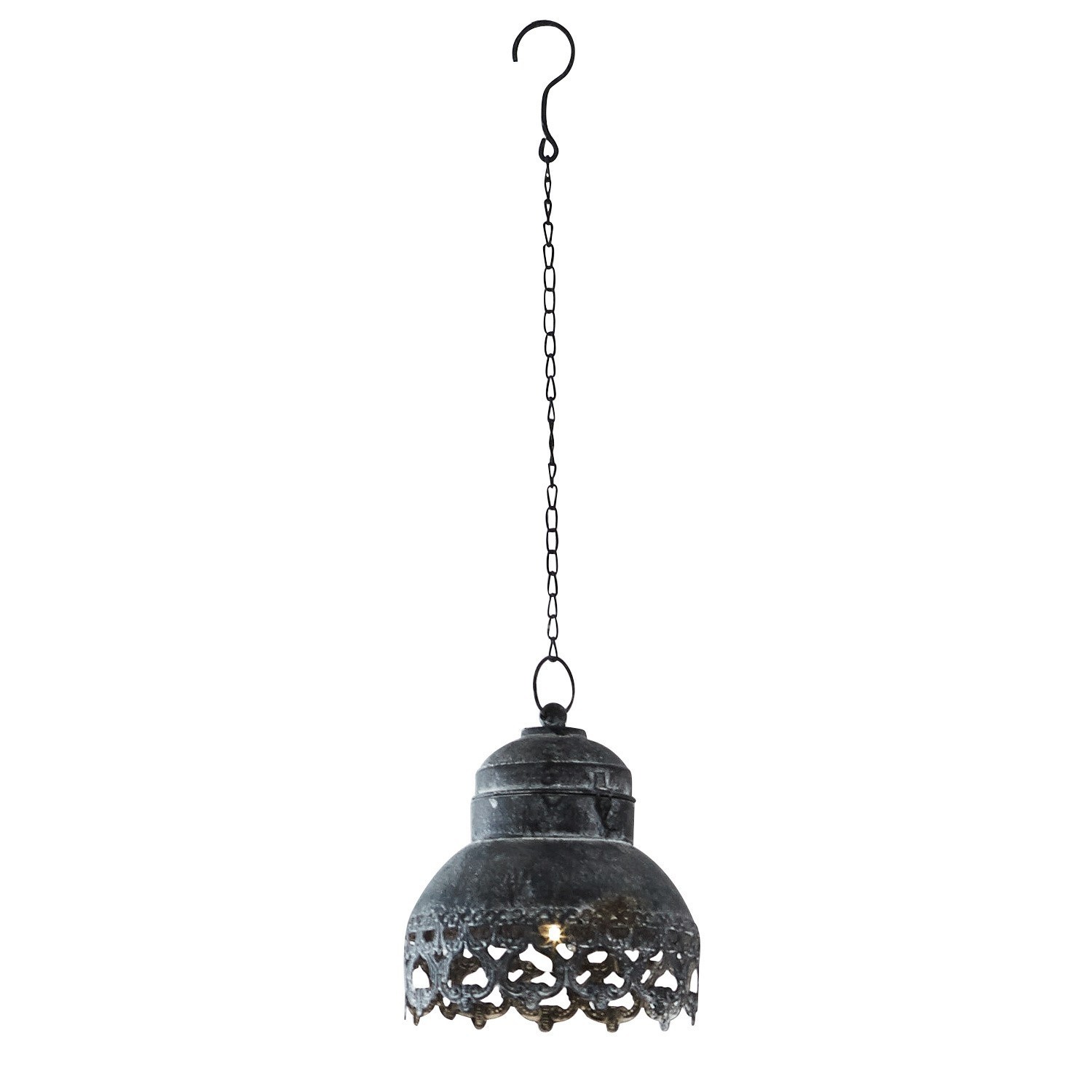 antiekzwart Antiekgrijze metalen LED-lantaarn Cornell met decoratief patroon, hangende sfeerverlichting