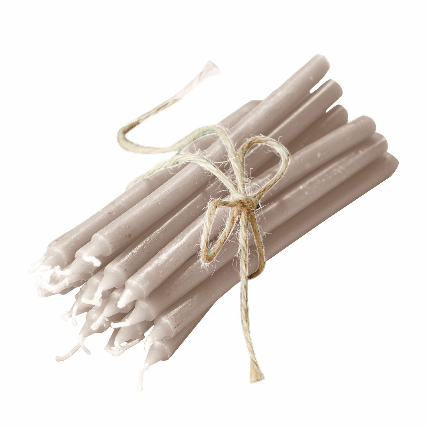Kaars set van 20 Lysarion Set beige kaarsen van was, gebonden met natuurlijke touw, decoratieve kaarsen voor thuis