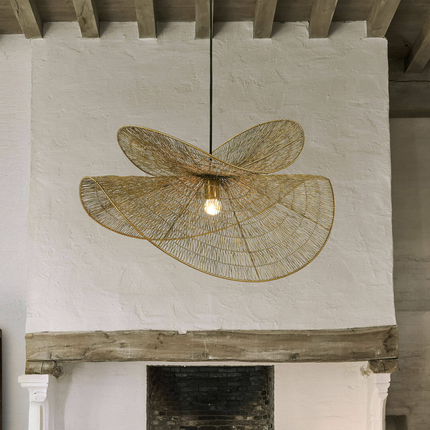Hanglamp Zenlira Hanglamp met gouden draadkap, modern design voor sfeervolle woonruimte