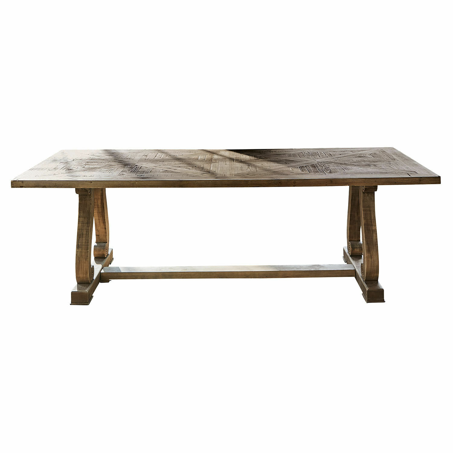 Campbelltown tafel van bruin hout met rustiek blad en stevige onderstel voor eetkamer